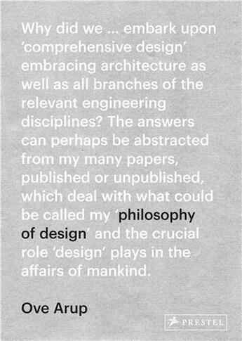 Couverture du livre « Ove arup philosophy of design » de Tonks Nigel aux éditions Prestel
