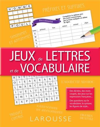 Couverture du livre « Jeux de lettres et de vocabulaire » de D Berlion aux éditions Larousse