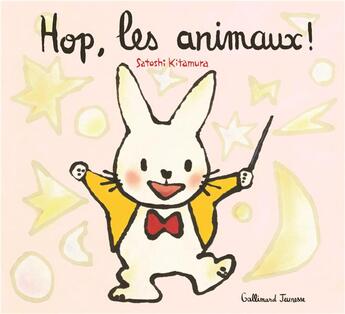 Couverture du livre « Hop, les animaux ! » de Satoshi Kitamura aux éditions Gallimard-jeunesse