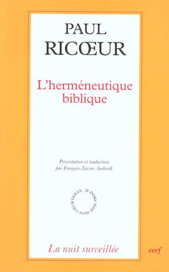 Couverture du livre « L'herméneutique biblique » de Paul Ricoeur aux éditions Cerf