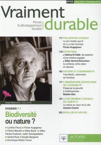 Couverture du livre « Vraiment durable t.5 ; penser le développement durable » de  aux éditions Edisens