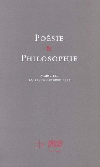 Couverture du livre « Poesie et philosophie » de  aux éditions Farrago