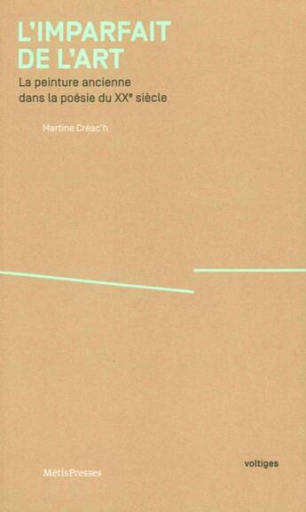 Couverture du livre « L'imparfait de l'art ; la peinture ancienne dans la poésie du XX siècle » de Martine Creac'H aux éditions Metispresses