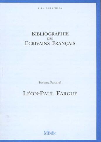 Couverture du livre « Leon-paul fargue » de Barbara Pascarel aux éditions Memini