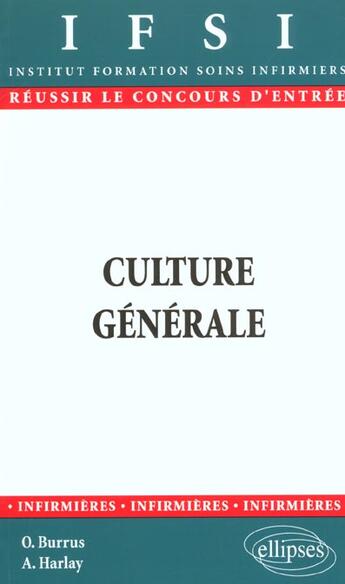 Couverture du livre « Culture generale » de Burrus/Harlay aux éditions Ellipses