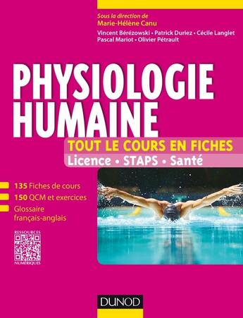 Couverture du livre « Physiologie humaine - tout le cours en fiches - licence, staps, sante » de Canu/Berezowski aux éditions Dunod