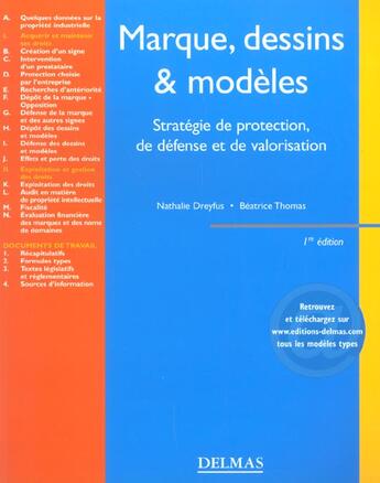 Couverture du livre « Marque dessins et modeles ; 1e edition » de Dreyfus et Thomas aux éditions Delmas