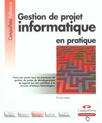 Couverture du livre « Gestion De Projet Informatique Pratique Cpr » de Pankaj Jalote aux éditions Campuspress