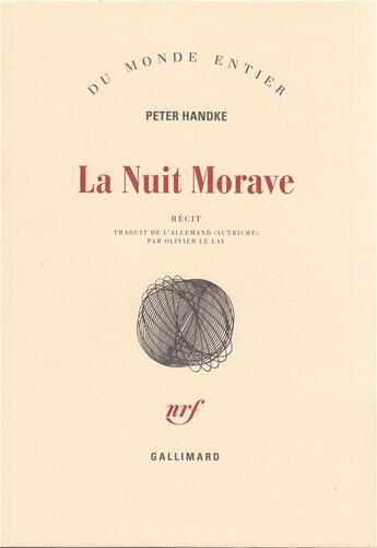 Couverture du livre « La nuit morave » de Peter Handke aux éditions Gallimard