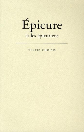 Couverture du livre « Epicure et les épicuriens » de Jean Brun aux éditions Puf