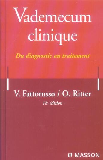 Couverture du livre « Vademecum clinique » de Fattorusso+Ritter aux éditions Elsevier-masson