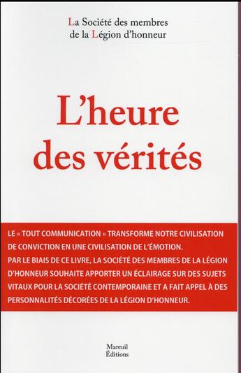 Couverture du livre « L'heure des vérités » de  aux éditions Mareuil Editions