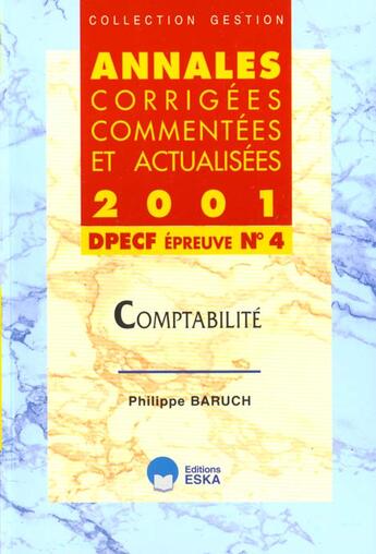 Couverture du livre « Comptabilite dpecf 4 » de Baruch Philippe aux éditions Eska