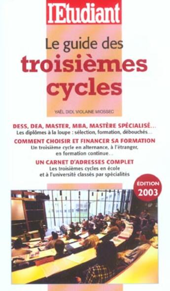 Couverture du livre « Le guide des troisiemes cycles » de Yael Didi aux éditions L'etudiant