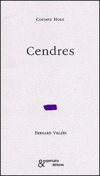 Couverture du livre « Cendres » de Hoex aux éditions Esperluete