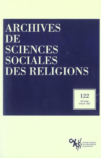 Couverture du livre « Archives de sciences sociales des religions 122 (édition 2003) » de  aux éditions Ehess