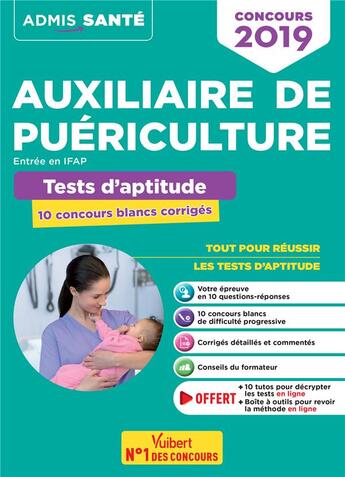 Couverture du livre « Auxiliaire puériculture ; entrée en IFAP (concours 2019) » de Sebastien Drevet aux éditions Vuibert