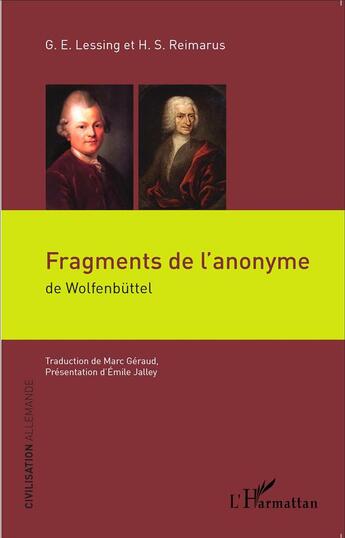 Couverture du livre « Fragments de l'anonyme de Wolfenbuttel » de Gotthold Ephraim Lessing aux éditions L'harmattan