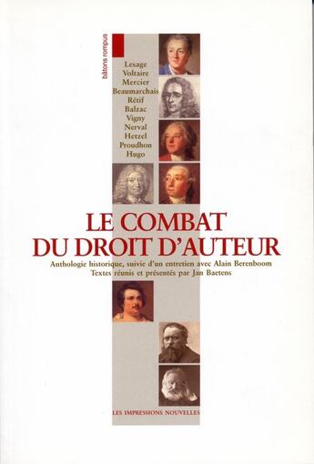 Couverture du livre « Le combat du droit d'auteur » de Jan Baetens aux éditions Impressions Nouvelles