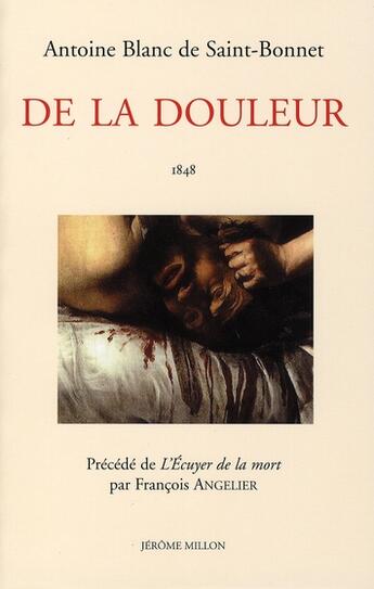 Couverture du livre « De la douleur » de Saint-Bonnet (De)/An aux éditions Millon