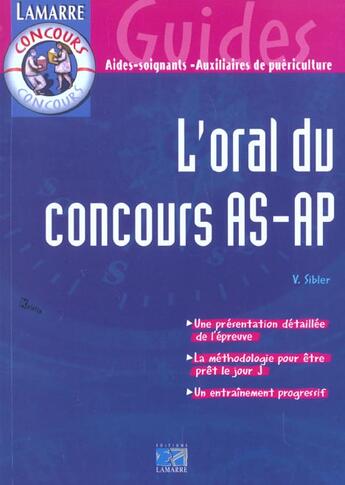 Couverture du livre « L oral du concours as/ap » de Sibler aux éditions Lamarre