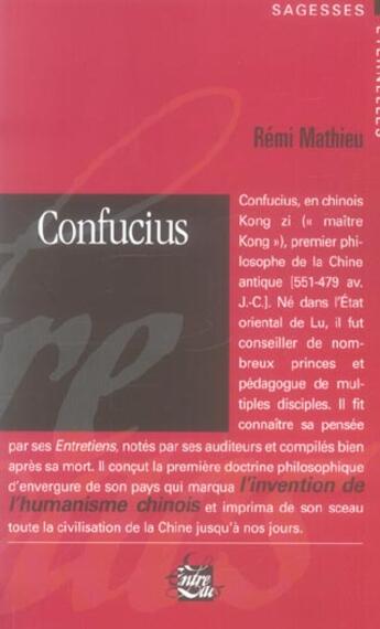 Couverture du livre « Confucius » de Remi Mathieu aux éditions Medicis Entrelacs