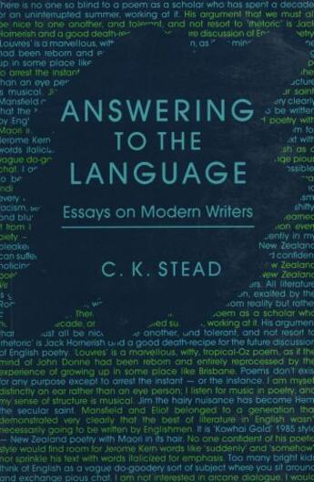 Couverture du livre « Answering to the Language » de Stead C K aux éditions Auckland University Press