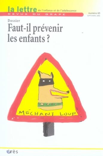 Couverture du livre « Faut-il prévenir les enfants ? » de  aux éditions Eres