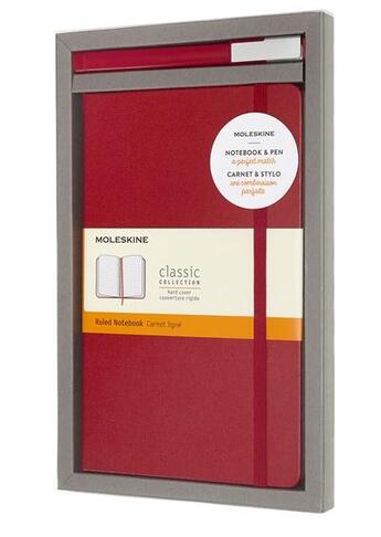 Couverture du livre « Set carnet grand format ligne rouge + roller » de  aux éditions Moleskine