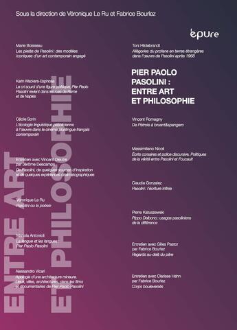 Couverture du livre « Pier Paolo Pasolini : entre art et philosophie » de Veronique Le Ru aux éditions Pu De Reims