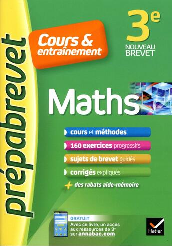 Couverture du livre « Maths 3e - prepabrevet cours & entrainement » de Caroline Bureau aux éditions Hatier