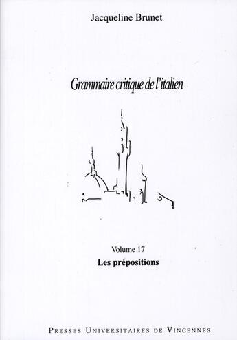 Couverture du livre « Les prépositions » de Jacqueline Brunet aux éditions Pu De Vincennes