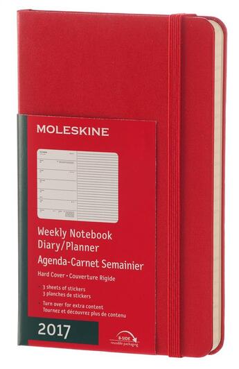 Couverture du livre « Agenda 2017 semainier carnet poche rigide rouge » de  aux éditions Moleskine