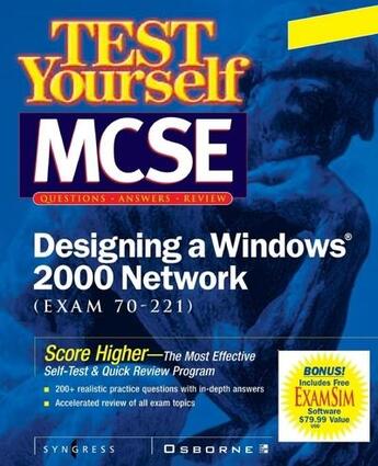 Couverture du livre « Test yourself mcse designing a windows 2000 network (exam 70-221) » de  aux éditions Mcgraw-hill Education