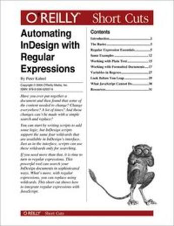 Couverture du livre « Automating InDesign with regular expressions » de Peter Kahrel aux éditions O Reilly