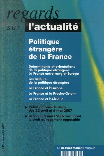 Couverture du livre « Politique étrangère de la France » de  aux éditions Documentation Francaise