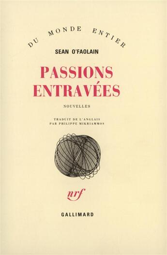 Couverture du livre « Passions Entravees » de O'Faolain S aux éditions Gallimard