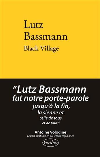 Couverture du livre « Black village » de Lutz Bassmann aux éditions Verdier