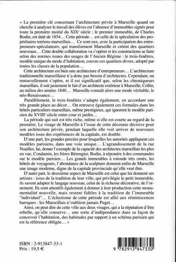 Couverture du livre « L'Architecture Domestique A Marseille Au Xix Siecle » de Florence Marciano aux éditions La Thune