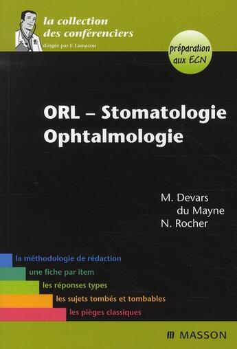 Couverture du livre « Orl/stomatologie/ophtalmologie » de Rocher-N+Devars-M aux éditions Elsevier-masson