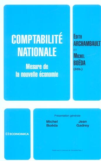 Couverture du livre « COMPTABILITE NATIONALE » de Archambault/Boeda (E aux éditions Economica