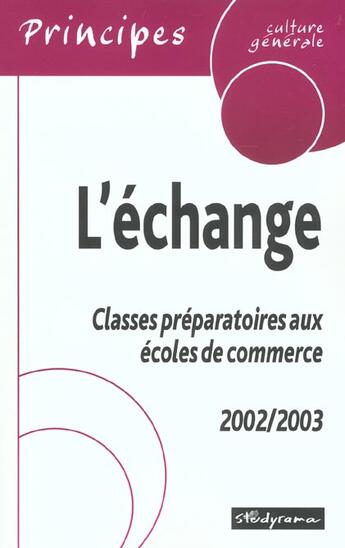 Couverture du livre « L'echange - prepa hec » de  aux éditions Studyrama