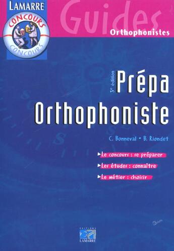 Couverture du livre « Prepa orthophoniste 3eme edition » de Riondet aux éditions Lamarre