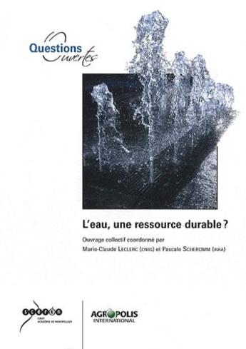 Couverture du livre « L'eau, une ressource durable ? » de Leclerc et Scheromm aux éditions Crdp De Montpellier