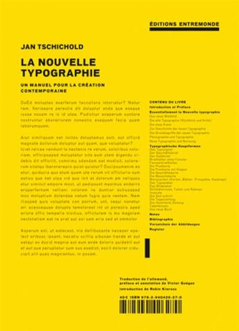 Couverture du livre « La nouvelle typographie » de Tschichold Jan aux éditions Entremonde