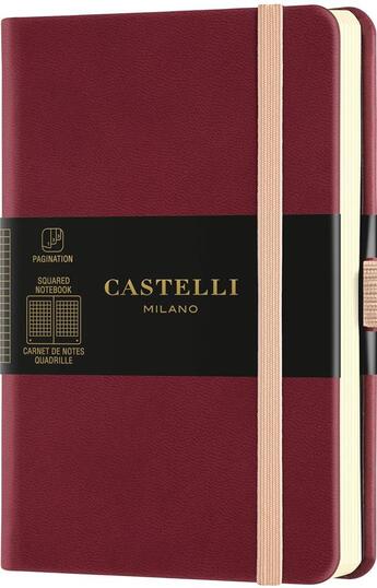 Couverture du livre « Carnet aquarela poche quadrille cerise noire » de Castelli aux éditions Castelli Milano