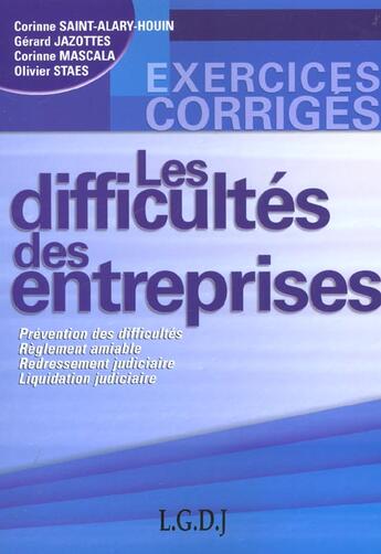 Couverture du livre « Les difficultes des entreprises - prevention des difficultes - reglement amiable - redressement judi » de Jazottes G. M C. aux éditions Lgdj