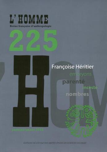 Couverture du livre « L'homme 225 - varia » de  aux éditions Ehess