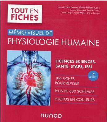 Couverture du livre « Mémo visuel de physiologie humaine (2e édition) » de Marie-Helene Canu et Vincent Berezowski et Cecile Langlet et Pascal Mariot et Collectif et Patrick Duriez aux éditions Dunod