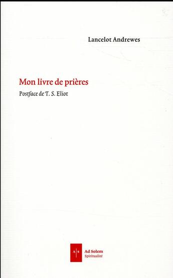 Couverture du livre « Mon livre de prières » de Lancelot Andrewes aux éditions Ad Solem